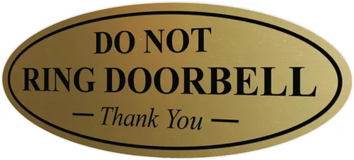 Miniatura 70 de All Quality Cartel de agradecimiento ovalado con texto en inglés «Do not Ring DOORBELL», color negro, pequeño, 1 paquete