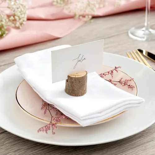 Miniatura 4 de THE TWIDDLERS 50 tarjeteros de madera rústica con 50 tarjetas de nombre de mesa blancas de 3.5 x 2 – Asientos reservados para bodas, bufés