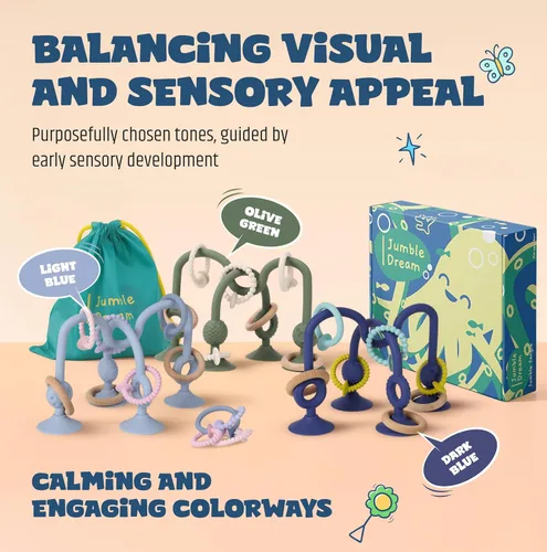 Miniatura 8 de Jumble Jangle Juguetes de Dentición para Bebés – Libres de BPA, Juguetes Multiusos para Silla Alta para Bebés: Alivio de Dentición por Succión