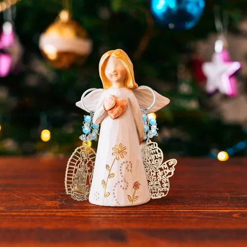 Miniatura 6 de Hicarer Llavero de bautismo cristiano, 18 unidades, perlas de recuerdos de bautizo, llavero de madera con bolsas de organza para bautismo