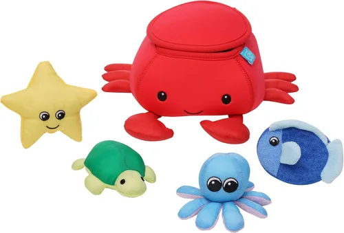 Miniatura 11 de Manhattan Toy Neopreno Whale - Juguete de baño flotante de 5 piezas con esponjas de secado rápido y juguete para chorros