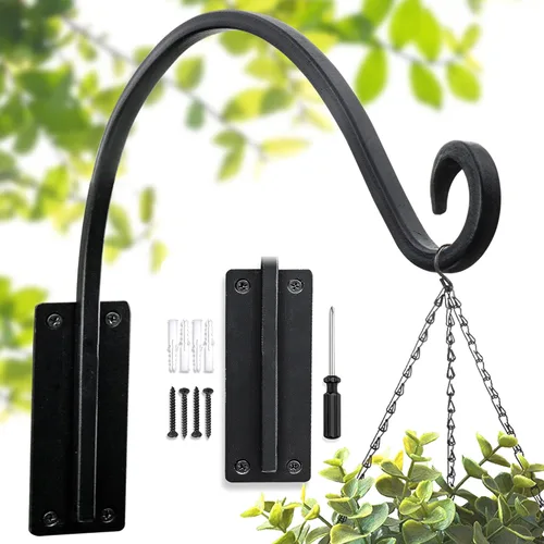 Miniatura 15 de Lifyzoon Soporte para plantas colgantes de alta resistencia: capacidad de peso de 50 libras, ganchos de metal negro para exteriores, ganchos