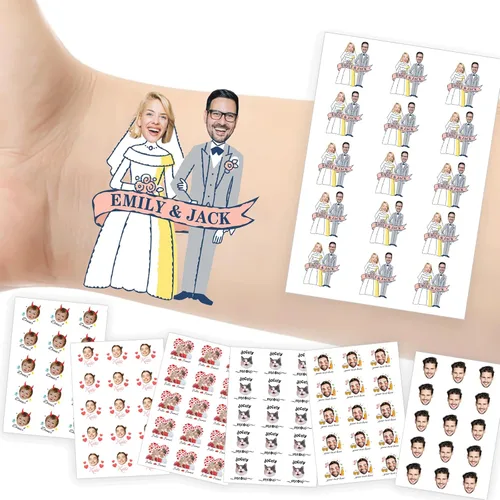 Miniatura 10 de Tatuajes temporales personalizados con foto y nombre, logotipo personalizado para adultos, niños, mujeres, hombres, regalo de boda, cumpleaños