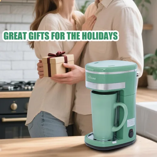 Miniatura 5 de Cafetera, Cafetera de Una Sola Porción, Cafetera de Una Taza con Filtro Reutilizable y Botón de Control de Un Solo Toque, Cafetera Portátil