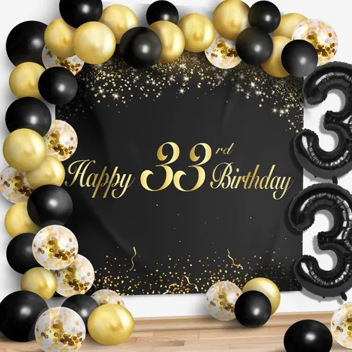 Miniatura 26 de Juego de globos negros de feliz cumpleaños 70 – Decoración de guirnalda temática de fiesta con texto en inglés "Cheers to 70 Years Old Party Theme