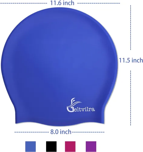 Miniatura 6 de Paquete de 4 gorros de natación de silicona extra grandes para trenzas y rastas, negro, para mujeres y hombres, pelo largo, para piscina, impermeable