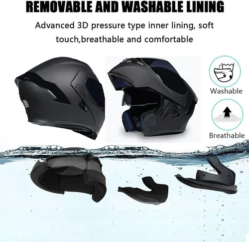 Miniatura 5 de Casco modular Moto Bluetooth con doble visera, con micrófono para Respuesta Automática Casco de Moto Homologado ECE Adecuado para Hombre Mujer