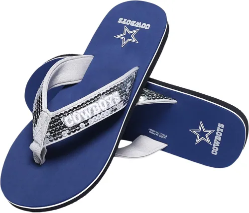 Miniatura 39 de FOCO Womens NFL Team Logo Sequin Strap Sandals Flip Flops
