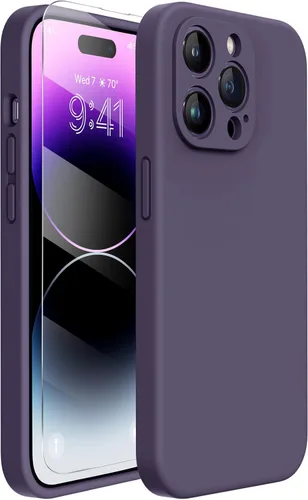 Miniatura 80 de Miracase Funda diseñada para iPhone 13, con protector de pantalla de vidrio templado, forro de microfibra suave antiarañazos, funda de goma