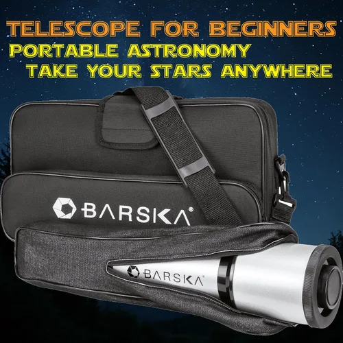 Miniatura 5 de BARSKA Starwatcher telescopio refractor de 400 x 70 mm con trípode de mesa y funda de transporte