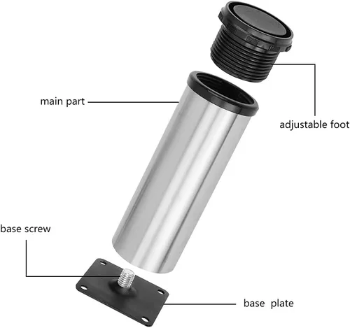 Miniatura 4 de Patas de acero inoxidable para muebles, patas ajustables de metal para escritorio, mesa de oficina para el hogar, proyectos de bricolaje, soporte