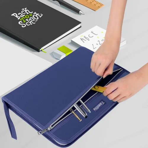 Miniatura 7 de Carpeta organizadora de archivos de acordeón segura ignífuga, carpeta de archivo expandible impermeable con 14 bolsillos, tamaño carta A4, soporte