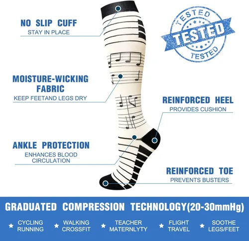 Miniatura 5 de 5 pares de calcetines de compresión de cobre para mujeres y hombres, circulación de 20-30 mmHg, el mejor apoyo para correr, atletismo, enfermería