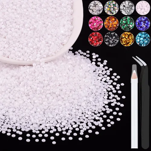 Miniatura 70 de 12000 diamantes de imitación de resina de 0.079 pulgadas a granel para manualidades (transparente), cristales deslumbrantes con parte trasera plana