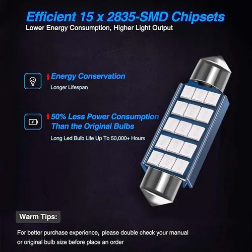 Miniatura 4 de 578 bombillas LED extremadamente brillantes, 6500K 400LM para interior LED, cúpula, mapa, puerta, bombillas 211-2 212-2 bombilla LED festoon 1.614