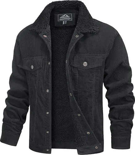 Miniatura 9 de MAGCOMSEN Chaqueta de pana para hombre, forrada con sherpa, cálida, gruesa, de camionero, con 5 bolsillos, para invierno