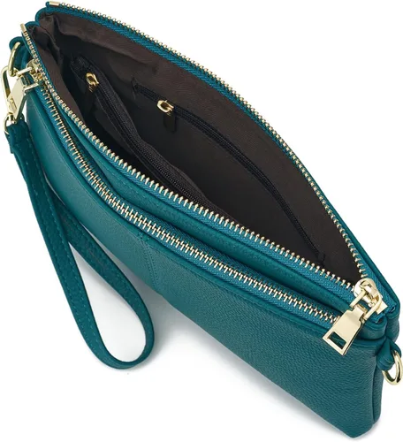 Miniatura 5 de ZOOEASS Bolso cruzado pequeño con triple cremallera, bolso ligero de cuero vegano, incluye hombro ajustable