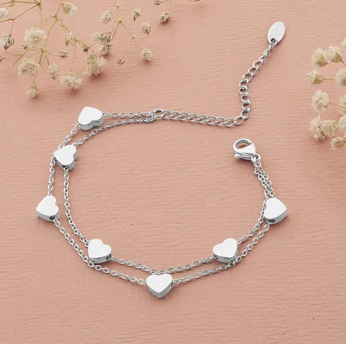 Miniatura 7 de Pera Jewelry Pulseras de corazón, chapadas en oro de 14 quilates y chapadas en plata, pulseras de corazón con cadena en capas para mujer con caja