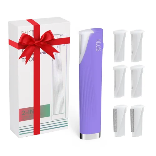 Miniatura 9 de PELCAS Kit de herramientas de dermaplaning eléctrico para mujer cara con luz LED, mini maquinilla de afeitar facial con 6 cuchillas, 3 velocidades