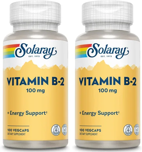 Miniatura 8 de SOLARAY Vitamina B-2 Riboflavina 100 mg con Aloe Vera Metabolismo energético saludable, piel, cabello y uñas 100 CT