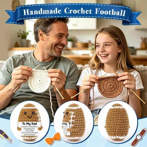 Miniatura 4 de Divertidos regalos para el día del padre de parte de hija, hijo, esposa, ganchillo positivo hecho a mano, regalo de cumpleaños para papá, lindo