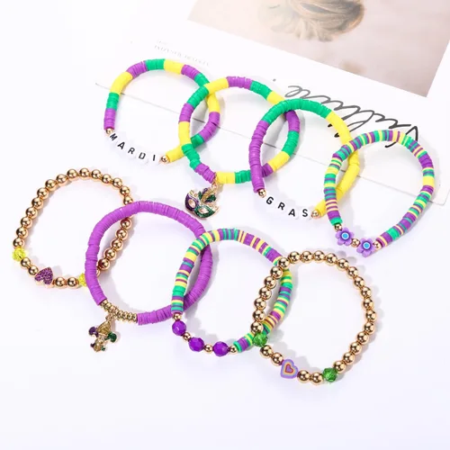 Miniatura 35 de Surfer Heishi - Pulseras apilables para mujer, apilables, de vinilo arcoíris, disco de arcilla, pulseras elásticas para la amistad, joyería bohemia