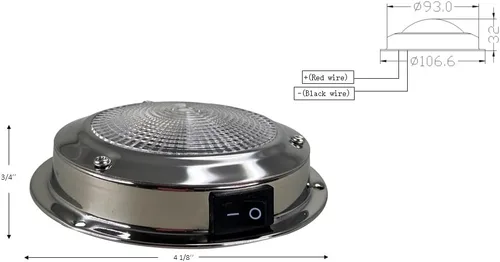 Miniatura 6 de Pactrade Marine Luz de cúpula de 12 V - lente de 5 pulgadas, blanco cálido incandescente, luz de barco de acero inoxidable con interruptor