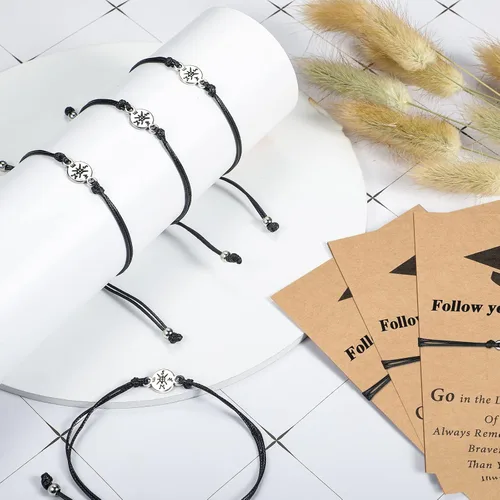 Miniatura 5 de 10 piezas de regalos de graduación 2023 brújula chapada en regalos clase de 2023 para pulseras de amistad, regalos de graduación de la universidad