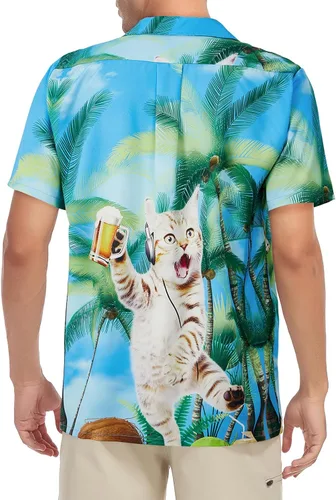Miniatura 135 de Camisa hawaiana para hombre, con estampado floral, cómoda, con botones, casual, manga corta, ropa de playa para hombre