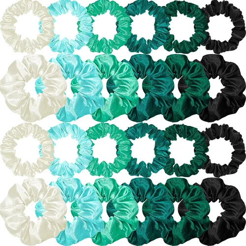 Miniatura 10 de 24 coleteros de satén para el cabello, bandas elásticas de seda para el cabello, ligas finas para coleta de caballo para mujeres y niñas, accesorios
