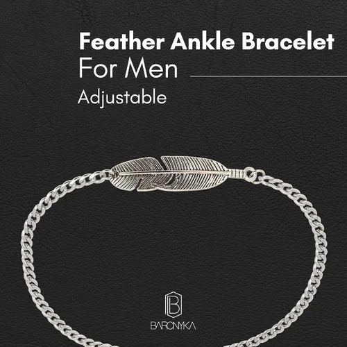 Miniatura 5 de Baronyka Men's Handcrafted Anklet, Wax Cord, Stainless Steel, Adjustable Length, Durable for Everyday Wear and Modern Look