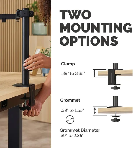 Miniatura 5 de Fellowes Brazo de monitor doble ajustable para todos los días: tiene capacidad para dos pantallas de hasta 32 pulgadas con un peso de 19.84 libras