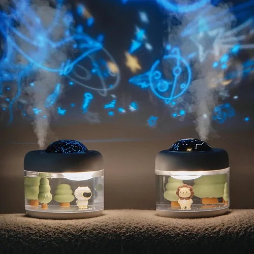 Miniatura 4 de Humidificadores para dormitorio, lámpara de proyección, humidificador de aire inalámbrico, batería de 2000 mAh, proyector recargable, humidificador