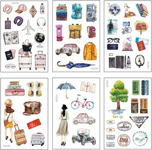 Miniatura 21 de 12 hojas de lindas calcomanías washi kawaii animales artesanales calcomanías decorativas para álbumes de recortes, planificador diario, collage