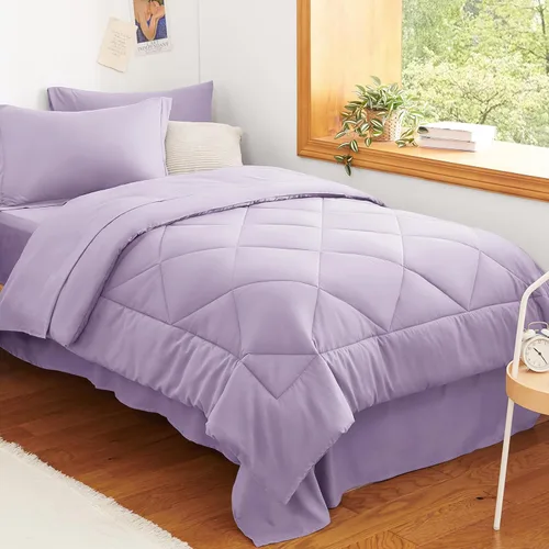 Miniatura 32 de CozyLux - Juego de edredón en una bolsa, para dormitorio universitario, todas las estaciones, edredón, sábanas y fundas para almohada y decorativas