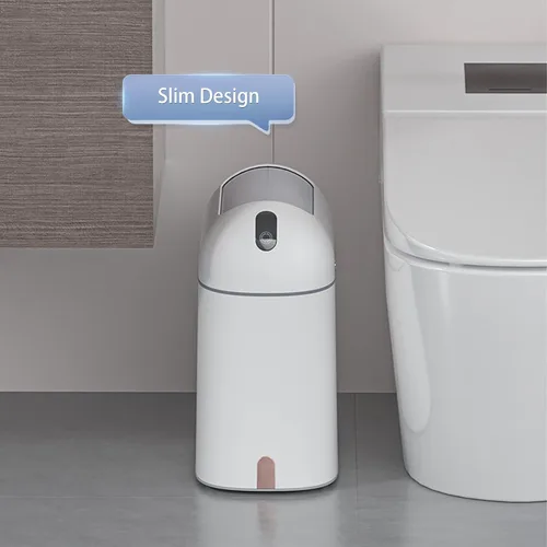 Miniatura 8 de ELPHECO Cubo de basura para baño, 2.5 galones, con sensor de movimiento, impermeable, con tapa de mariposa, decoración de baño, cesta de basura
