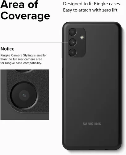Miniatura 8 de Ringke Estilo de cámara compatible con Samsung Galaxy A13 5G protector de lente de cámara, marco de aluminio resistente adhesivo - negro