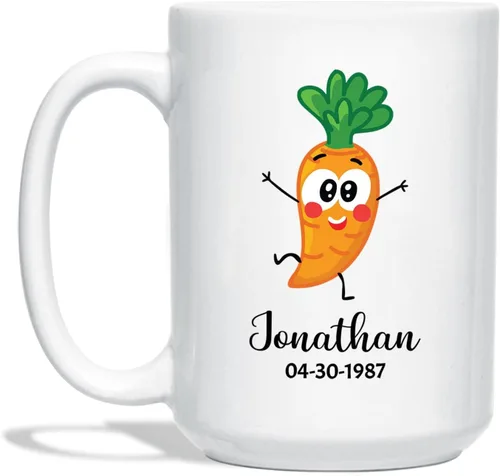 Miniatura 10 de Taza de café blanca personalizada con mano agitada de manzana con nombre de bebé, taza de cerámica personalizada para amantes de la fruta
