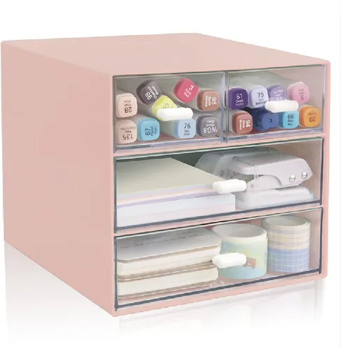 Organizador de escritorio con cajón, organizador de oficina con 4 cajones, caja de almacenamiento de escritorio para escritorio, tocador, oficina,