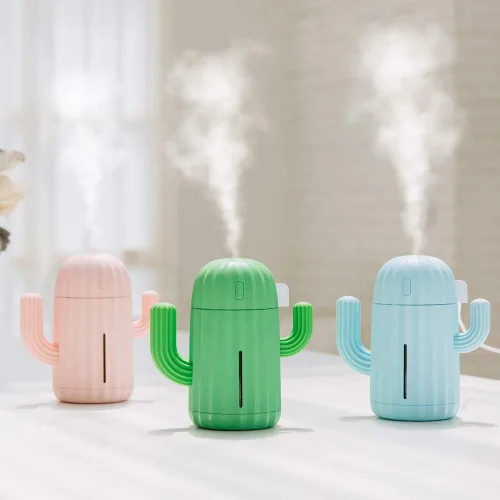 Miniatura 3 de Mini humidificador, Humidificadores de habitación, individual con luz nocturna, Humidificador de aire de cactus portátil para yoga, oficina, spa