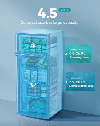 Miniatura 2 de EUHOMY Mini Refrigerador con Congelador, 4.5 Pies Cúbicos Mini Refrigerador, 2 puertas Para Dormitorio/Residencia Estudiantil/Oficina/Apartamento