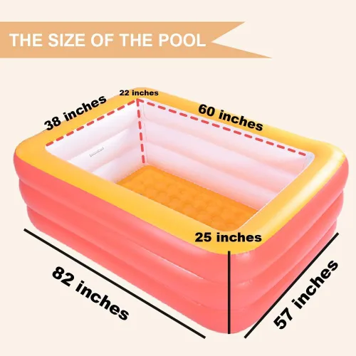 Miniatura 5 de Piscinas inflables para niños y adultos, 82 x 57 x 25 pulgadas con suelo suave inflable, piscina familiar duradera para patio trasero, jardín o 82