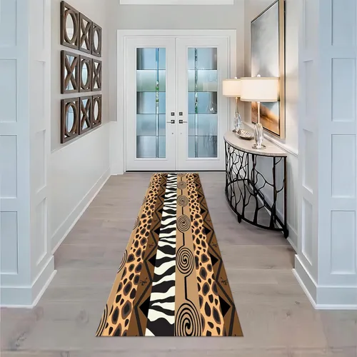 Miniatura 39 de Alfombra de pasillo con estampado de tigre, 2 x 10 pies, alfombra de rayas con estampado de piel de animal, alfombra interior a rayas blancas y 5