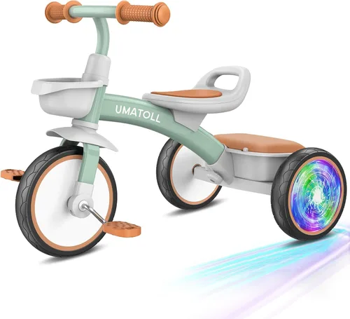 Umatoll Triciclo para Niños Pequeños para niños y niñas de 18 meses a 4 años, juguetes de bicicleta para niños pequeños con asiento ajustable y