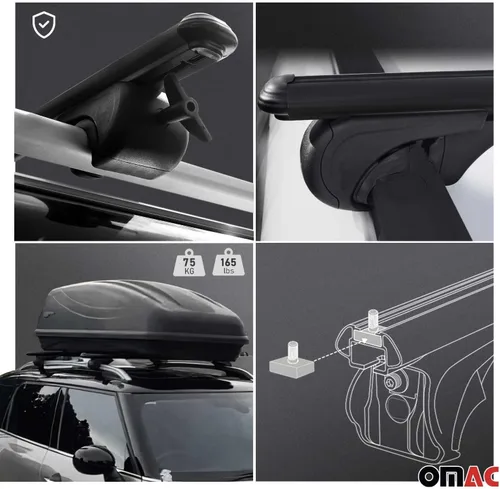 Miniatura 4 de OMAC Portaequipajes con cerradura para Ford Explorer Sport Trac 2001-10, antirrobo negro para viajes, kayak, canoa, surf, esquí, snowboard, camping