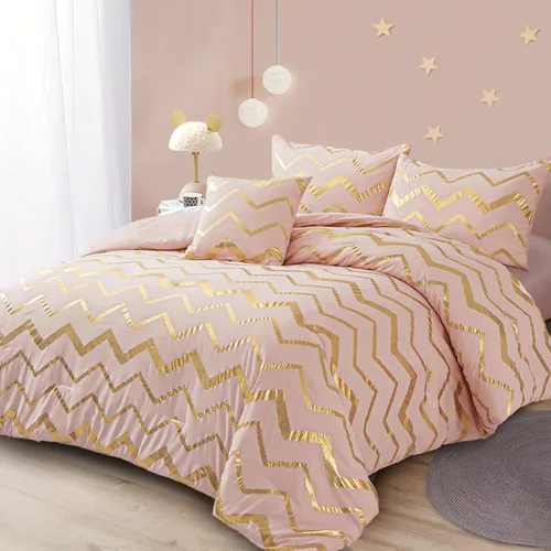 Miniatura 11 de Menghomeus Juego de edredón King con estampado metálico azul/plateado con purpurina, ropa de cama bonita y brillante para adolescentes, niñas, niños