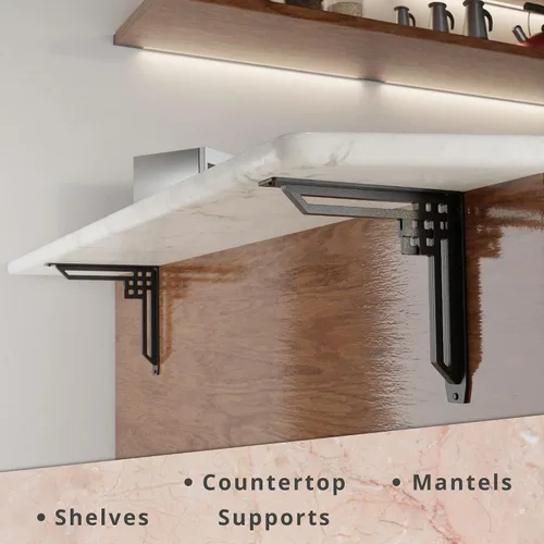 Miniatura 11 de Starby Charleston Soportes de acero resistente para repisa de chimenea, estante flotante, soporte de encimera, soldado a mano (paquete de 2)
