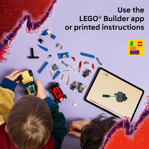 Miniatura 4 de LEGO NINJAGO Duelo de Carreras de Coches Ninja vs. Drix - Juguete de Construcción de Ninja para Niños en Preescolar - Juguete de Ninja con Ladrillo