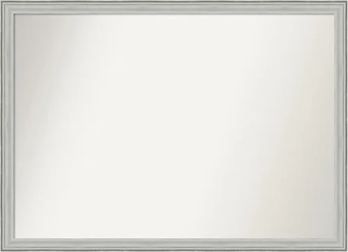 Miniatura 183 de Amanti Art Espejo de baño plateado para sobre fregadero, 25 x 25 pulgadas, espejo de tocador cuadrado estrecho de níquel cepillado, marco de madera