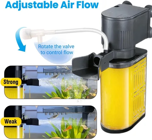 Miniatura 4 de Filtro de acuario para acuario de 20 a 50 galones, filtros ultrasilenciosos para pecera, filtración bioquímica de 200 GPH, potente bomba sumergible
